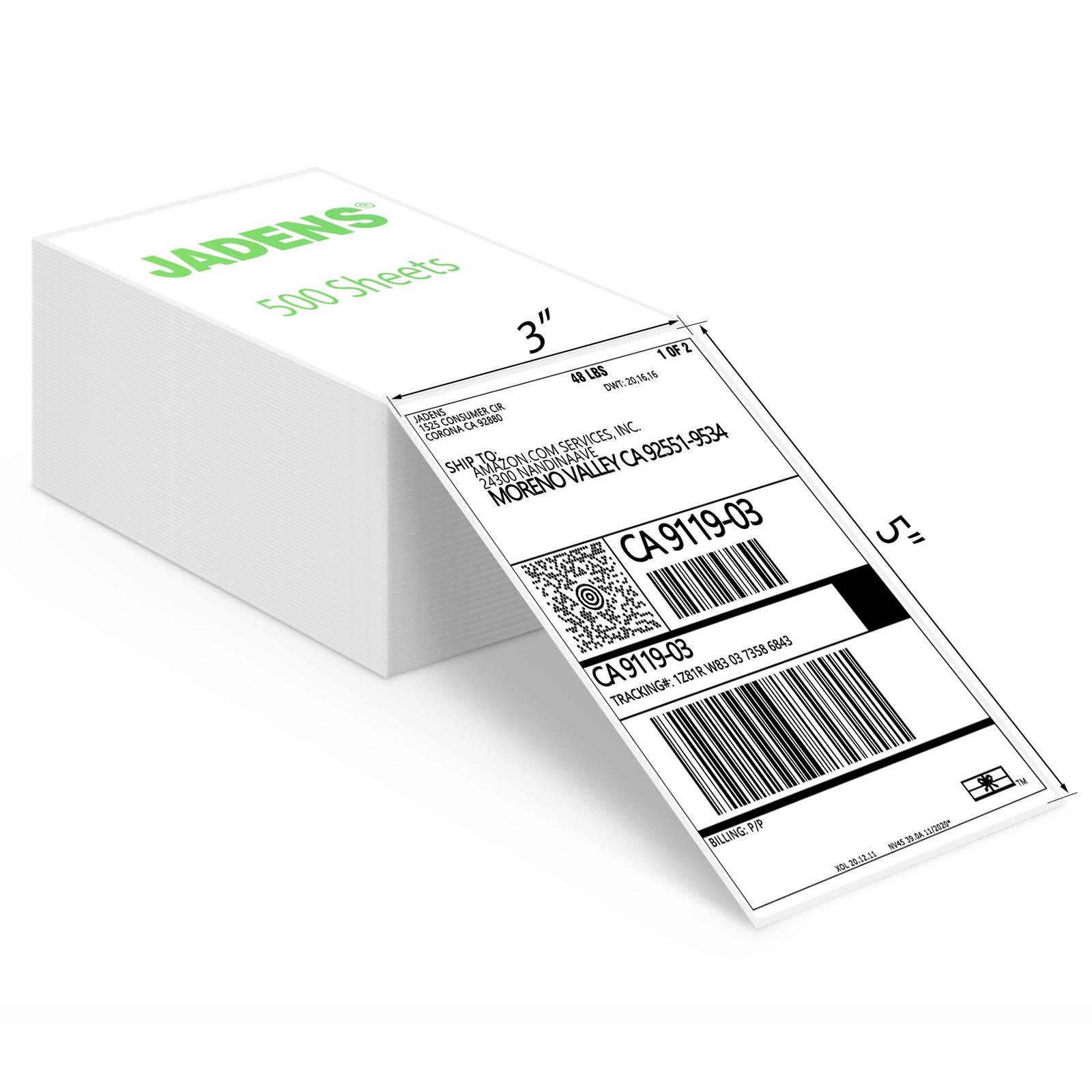 3''x5'' Thermal ShippIng Label for Jadens printer 3 Inch Printing Sticker Paper Waterproof BPA-Free 500 Sheets