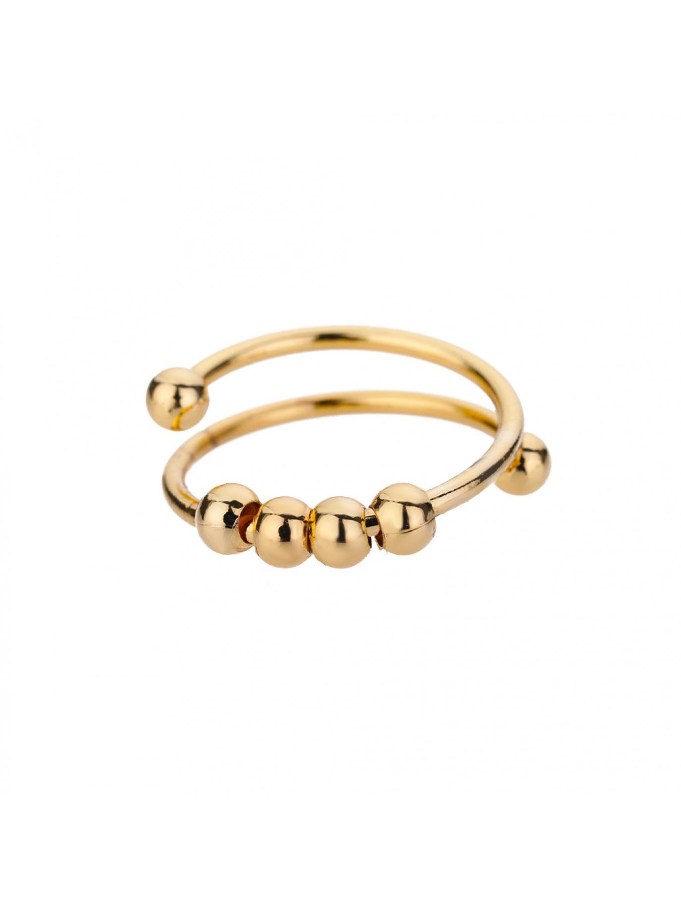 Spiral Bead Anxiety Relief Open Ring Gold Simple Men's and Women's Rotating Bead Finger Ring Handpiece