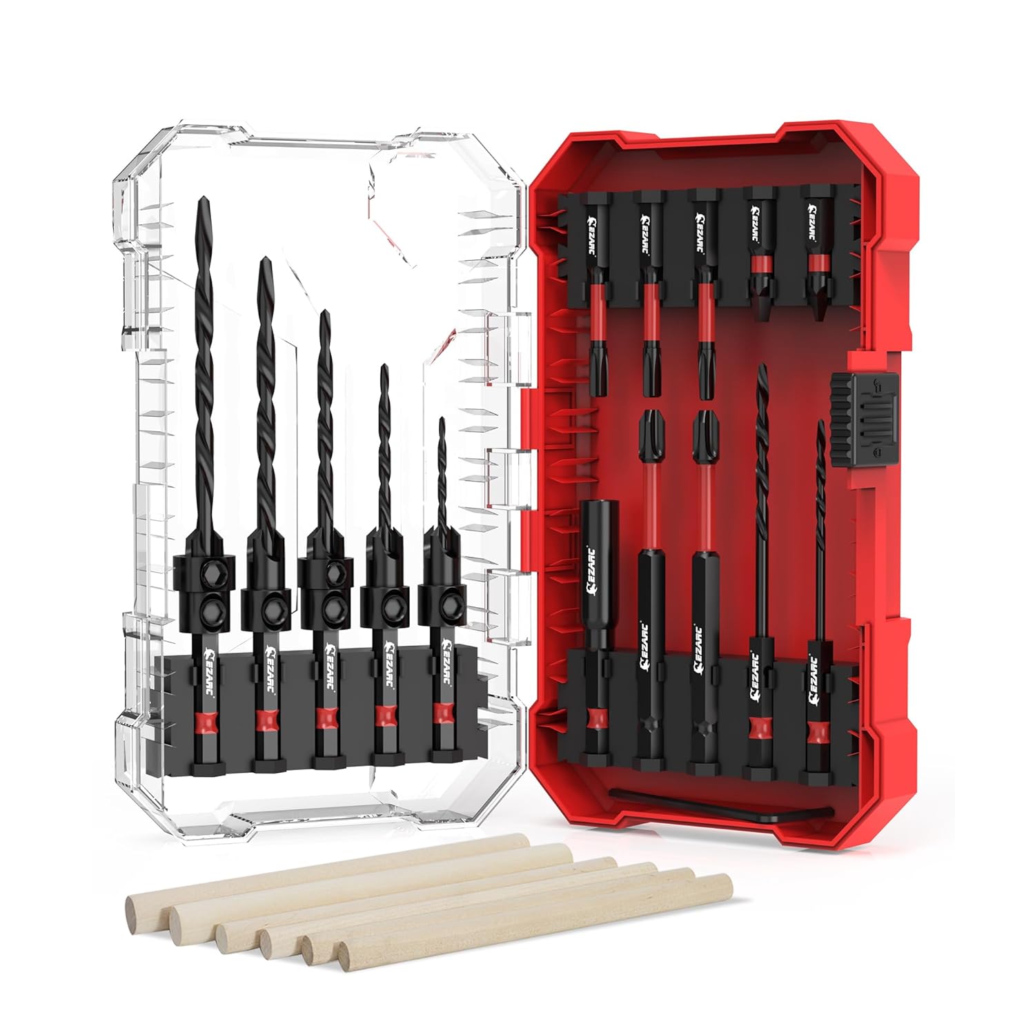 EZARC Wood Countersink Drill Bit Set With 1/4" Hex Shank for Woodworking, Quick Change for Woodworking with Storage Box, Christmas Gift EZARC Wood Countersink Drill Bit Set With 1/4" Hex Shank for Woodworking, Quick Change for Woodworking with Storage Box, Christmas Gift