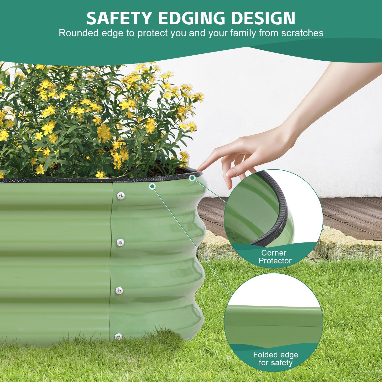 1pc 5x3x1ft Raised Garden Bed Kit, 5-in-1 Modular Galvanized Planter Box, Heavy-Duty Metal Bed for Vegetables/Flowers, Easy Assembly Outdoor Planter for Backyard Patio Lawn