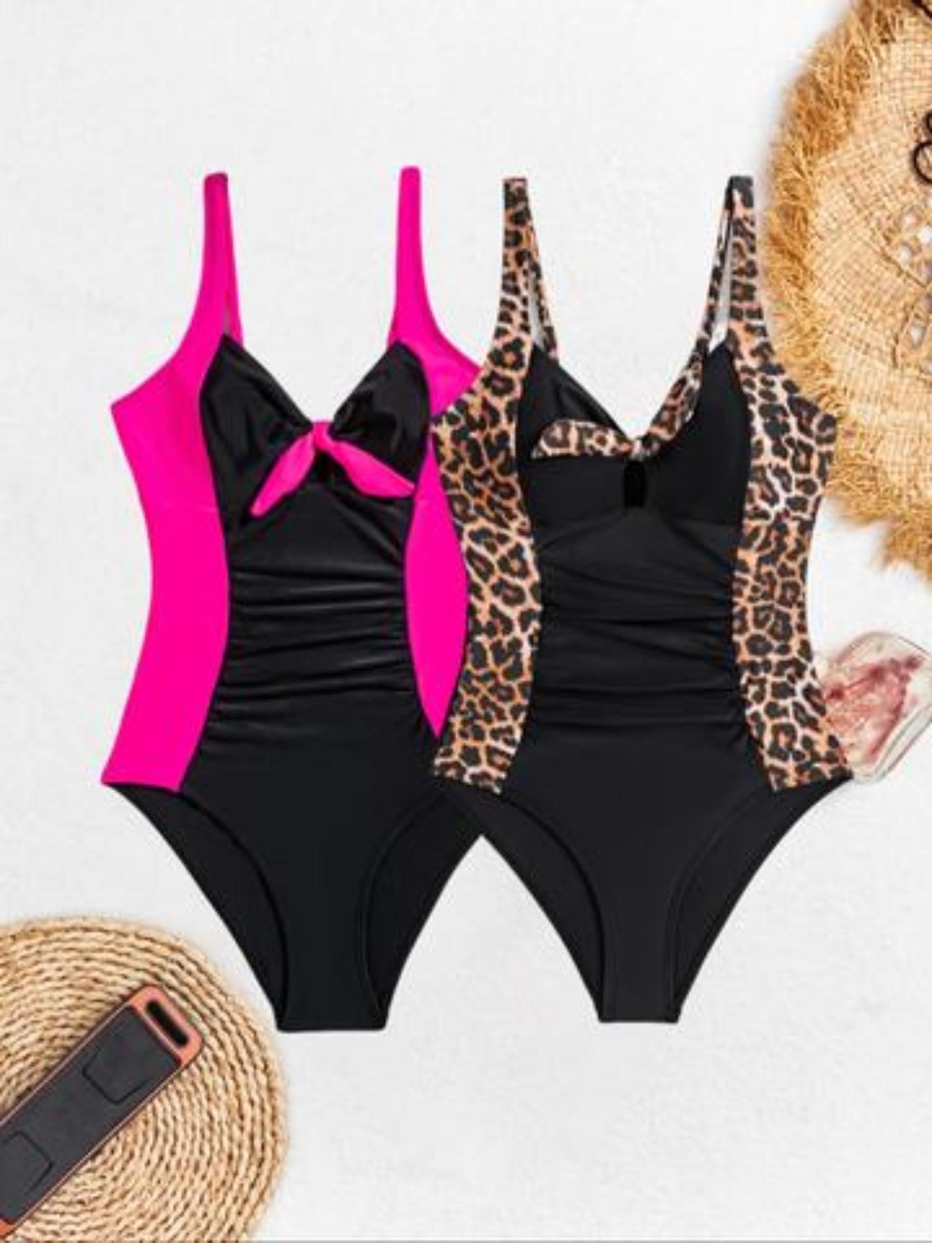 Women's Colorblock Cut Out One-piece Swimsuit, Casual Sexy Swimwear for Beach Holiday Vacation, Ladies Swimsuit for All Seasons