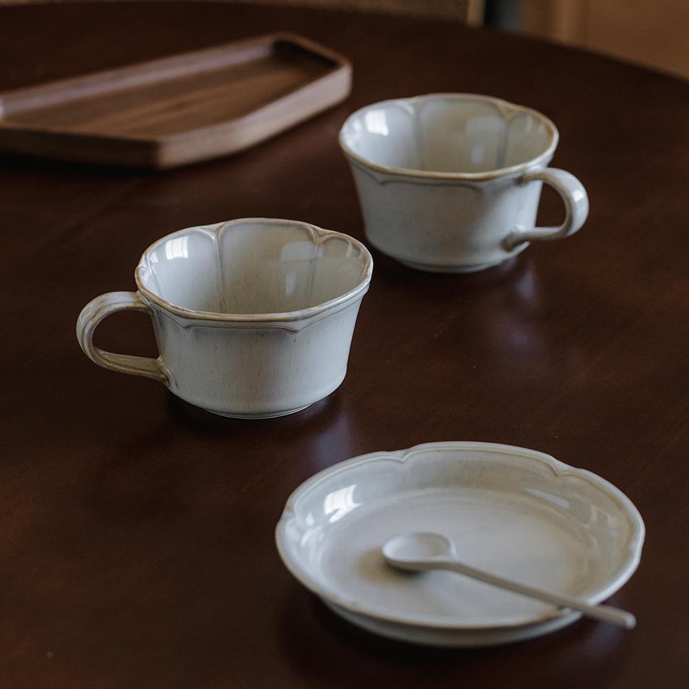 Vintage Ceramic Coffee Cup Set, Home & Commercial Use, Creative Kiln-Changed Latte Art Cup, Cappuccino Mug, Dessert Plate  Vintage Coffee Mug☕ 🥐 🍰  therapeutic cup for Cappuccino   Latte Art Coffee Cup