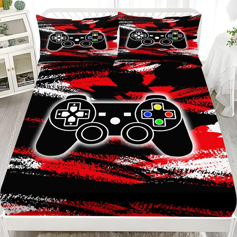 Gaming Controller Bed Sheet Set, High-Quality Fabric, All-Season Lightweight, Trendy Bedroom Linen, Comfortable Sleep, No Padding