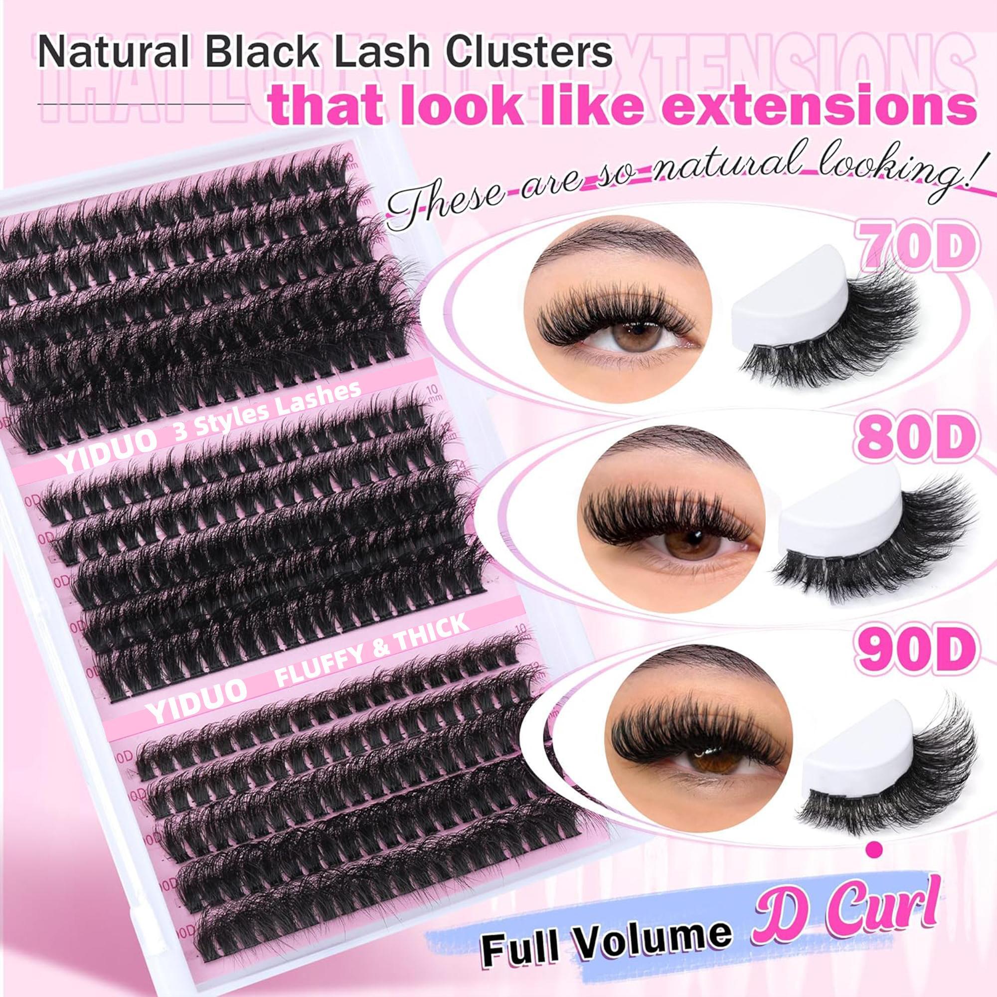 Volume Eyelashes Extension Set, 60D|70D|80D|90D & Thick Volume Lashes Clusters, Individual Lash Extensions Kit, 10-18mm D Curl Lash Extensions Kit with Lash Bond and Seal, Lash Remover, Lash Tweezers, DIY Lash Clusters at Home, Eyelash Bond Glue