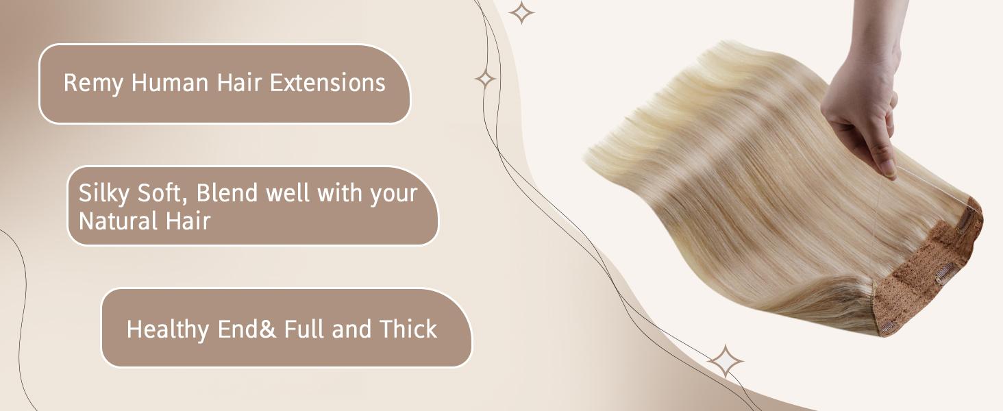 LaaVoo Wire Hair Extensions Real Human Hair Invisible Fish Line Hair Extensions TikTokShopBacktoSchool TikTokShopBlackFriday