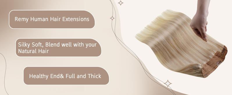 LaaVoo Wire Hair Extensions Real Human Hair Invisible Fish Line Hair Extensions TikTokShopBacktoSchool TikTokShopBlackFriday