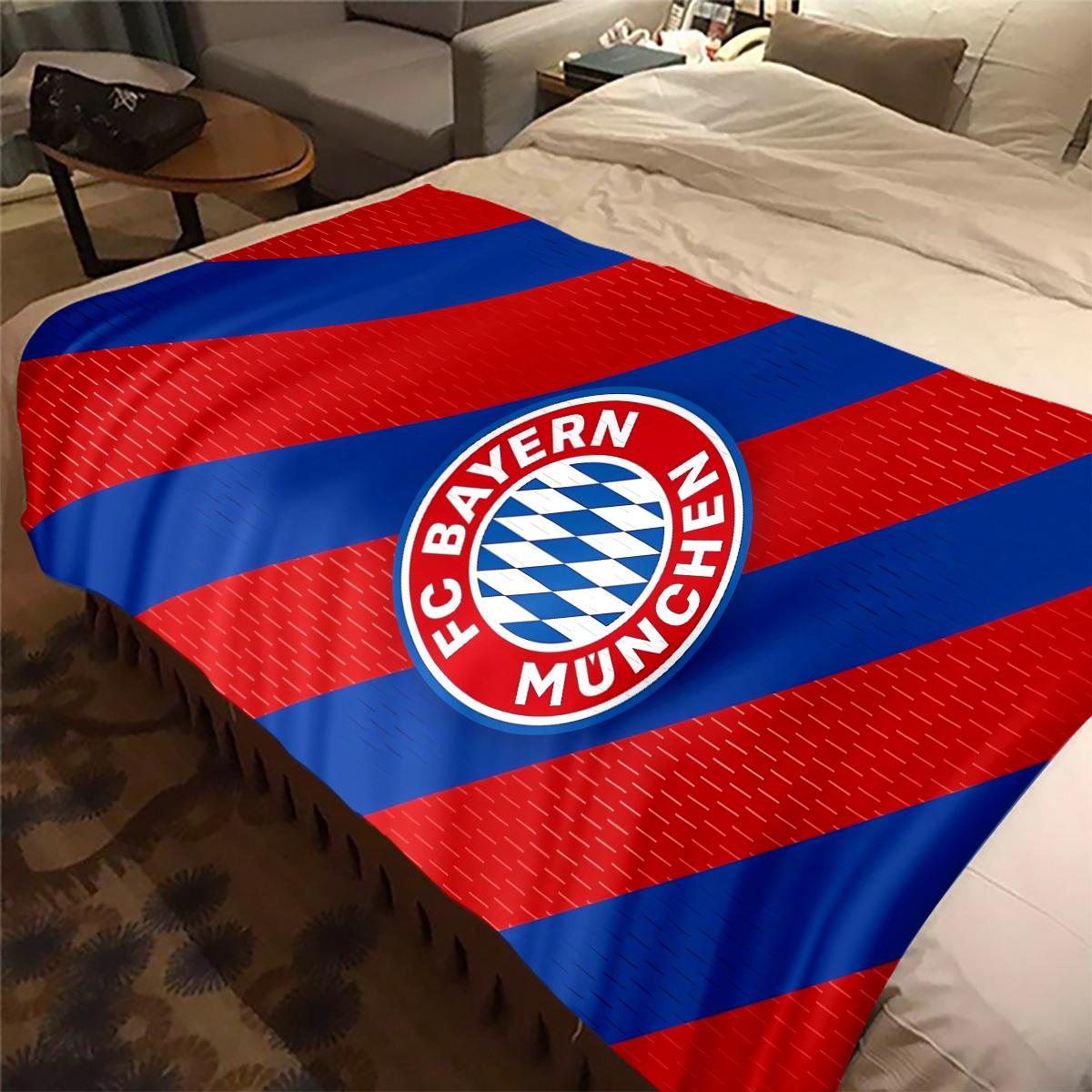 FC Bayern Munich Printed Cute Cartoon Plush Blanket Suitable for All Seasons, Soft and Comfortable Sofa Mattress Office Outdoor Blanket Camping Travel Home Blanket Black Friday Christmas Gift C1699