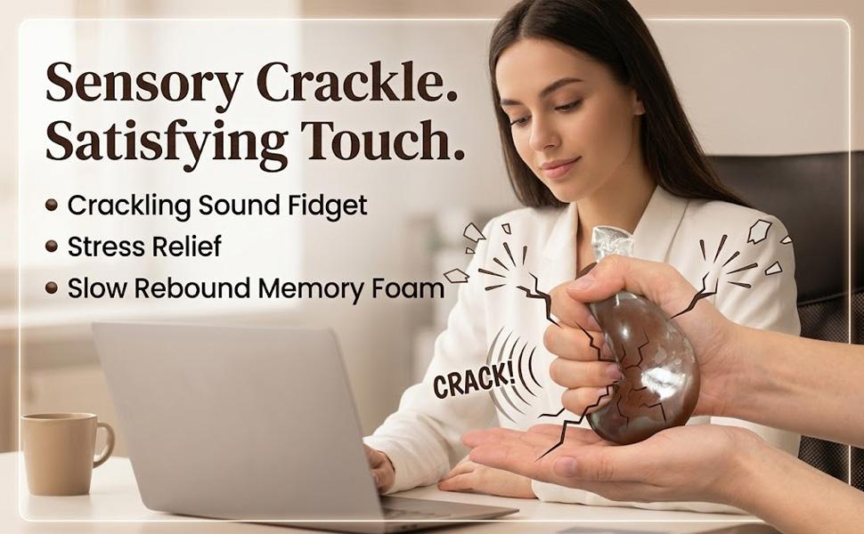 Crispy Chocolate Squeeze Ball, Soft Slow Rebound Stress Relief Decor, Crackling Desk Ornament for Home and Office