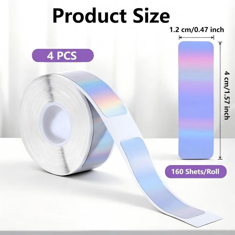 D30 Label Maker Tape, Laser Silver Thermal Paper, Pre-Cut Self-Adhesive Labels, Size 12x40mm, Ideal for Office Home Classroom Use, Office Supplies