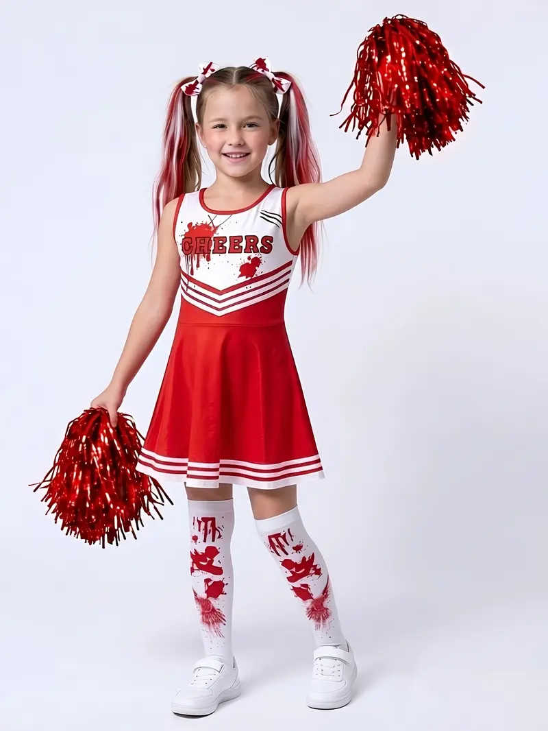 Halloween Girls' Spooky Zombie Cheerleader Halloween Dress, Scary ...