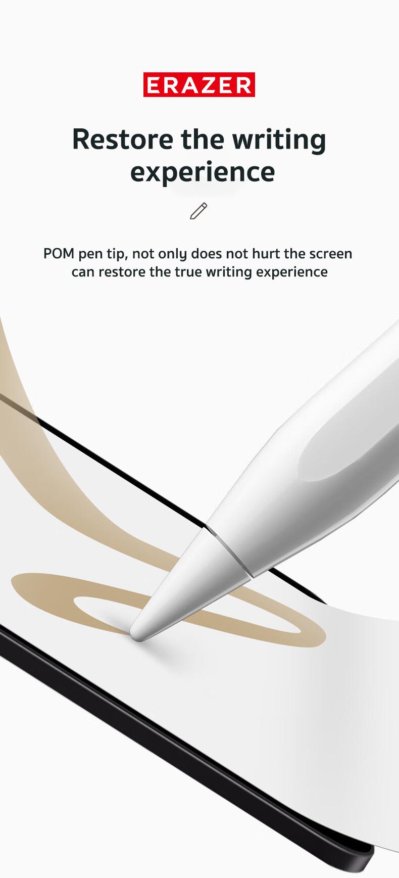 ERAZER Stylus Pen for Apple iPad 2018-2024,2X Fast Charge,Tilt Sensitivity Active Touch Screen Pencil Compatible with iPad 10/9/8/7/6, iPad Pro 12.9/11/13,iPad Air 3/4/5, iPad Mini 5/6 Gen Universal Rechargeable ERAZER Stylus Pen for Apple iPad 2018-2024,2X Fast Charge,Tilt Sensitivity Active Touch Screen Pencil Compatible with iPad 10/9/8/7/6, iPad Pro 12.9/11/13,iPad Air 3/4/5, iPad Mini 5/6 Gen Universal Rechargeable