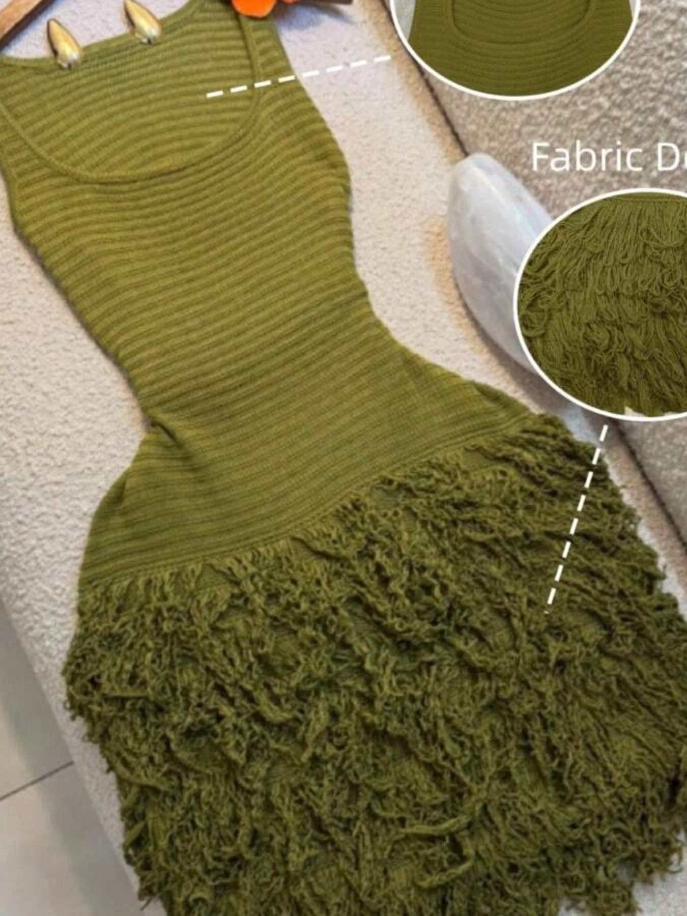 Elegant Sleeveless Knit Dress for Women, Summer Casual Flowy Hem with Fringe Trim, Stylish and Slimming Design, Perfect for Vacation Wear