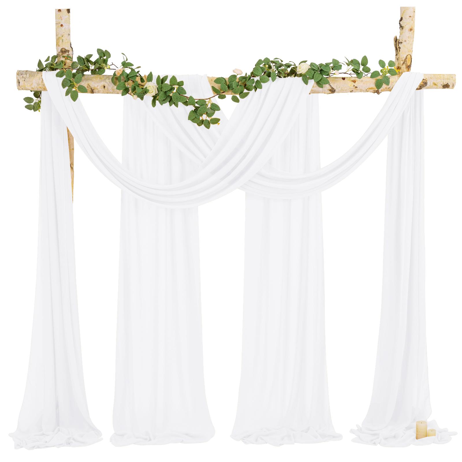 FANI 4 Panels  Sheer Chiffon Wedding Arch Draping Fabric 28inch x 20 ft Each for Ceremony Drapery Ceiling Drapes Party Decor Indoor Backdrops Cortinas decorativas / Telas para decoración