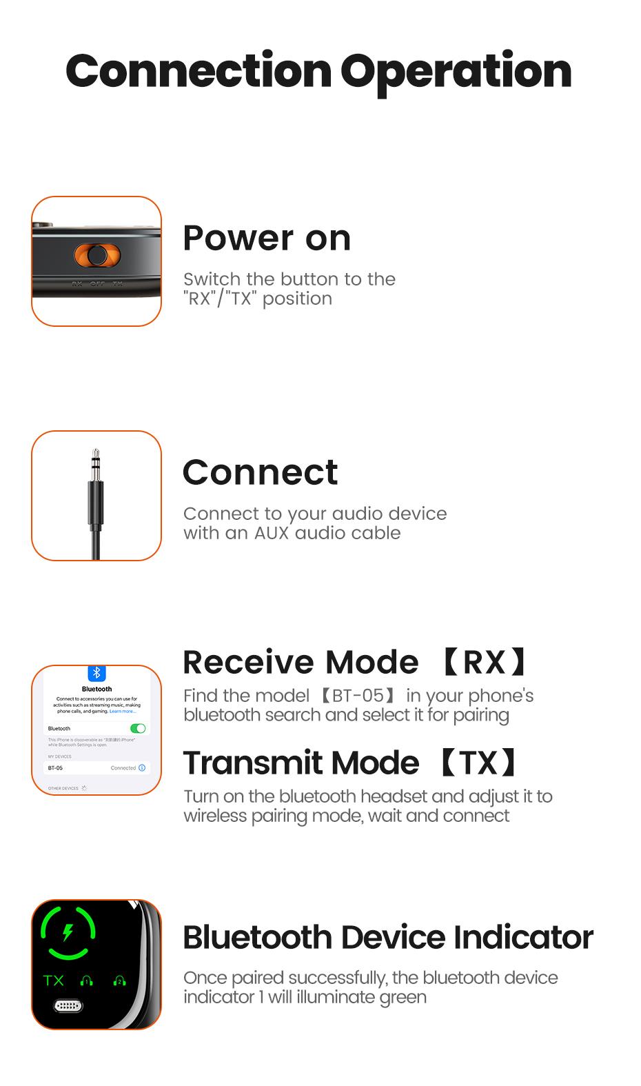 Toocki Bluetooth 5.4 Audio Reciever Transmitter RT/TX 2 In 1 3.5mm AUX Dual Device Adapter for TV Earphones Cars Airplane Car LED Display 3.5mm Jack AUX Bluetooth Dongle