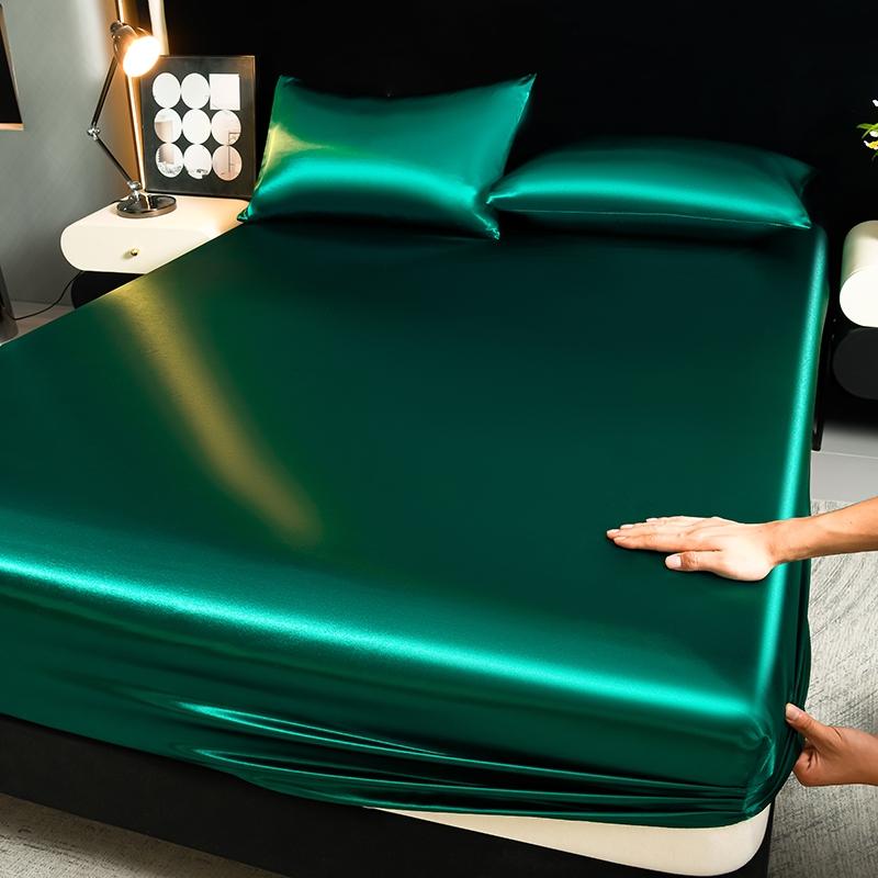 2/3Pcs Silky Satin Bed Sheet Set, Satin Bed Sheets, Dustproof Mattress Protector, Soft and Comfortable Fitted Sheet, Skin-Friendly & Breathable, Smooth Mattress Cover, Silk-Like Bedding for Bedroom/Dorm/Hotel, Multiple Sizes Available