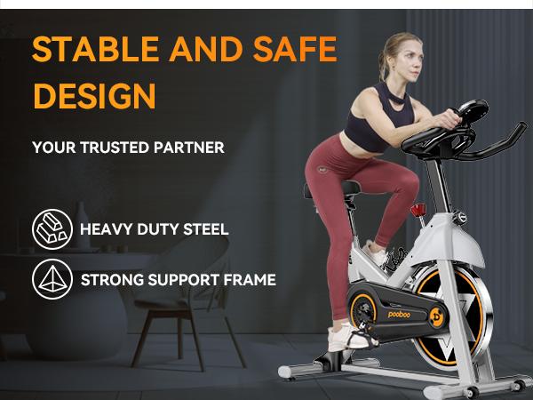 Pooboo Exercise Bike, Magnetic Indoor Cycling Bike, Home Gym Stationary Bike with Bluetooth, Comfort Seat and Ipad Holder, Silent Belt Drive