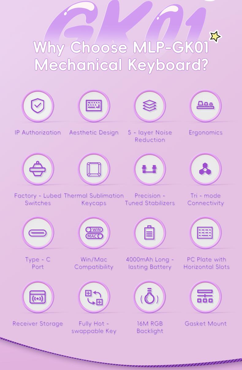 My Little Pony MLP GK01 Bluetooth wireless keyboard dual-mode pink silent keyboard mouse set high-value girls office keyboard and mouse typing game computer notebook tablet IPad pass