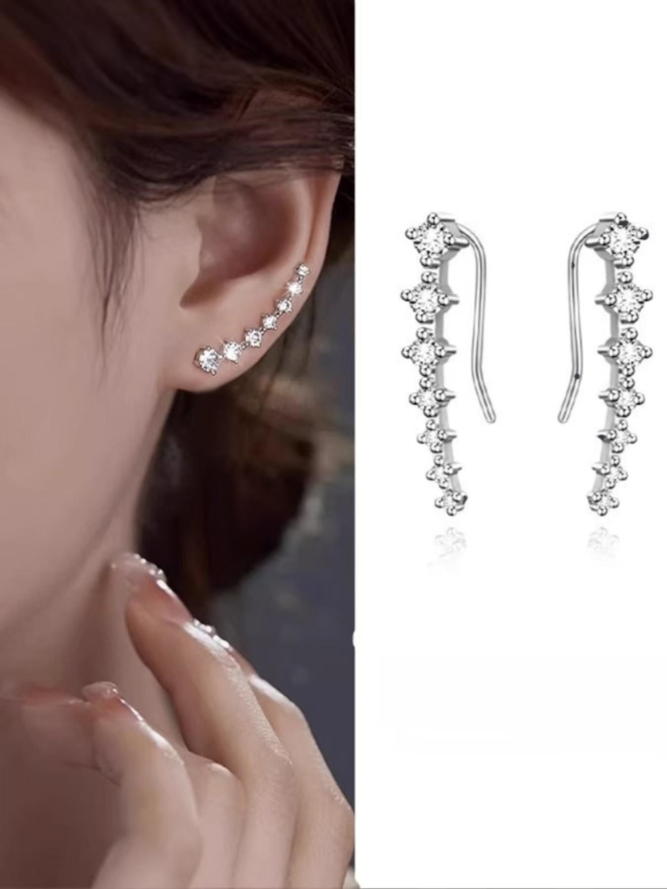 1 pair Star Zirconia Stud Earrings for Women – Luxury Sparkling Crystal Drop Dangle Earrings, Elegant Gift for Her, Trendy Fashion Jewelry