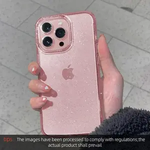 Pink Glitter Clear Case for iPhone 17 16 15 14 13 12 Pro Max Plus 17Pro 16Pro 16e Starry Sky Sparkle Protective Cover for Women