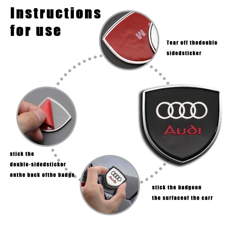 Car Metal Sticker Custom Shield Car Rear Trunk Shield Emblem Badge Sticker Car Decals For Audi Sline A3 A4 B5 B6 B7 B8 8P B9 8V 8L A6 C7 C6 A1 A5 A7 TT Q3 Q5 Q7 Q8 S3 S4 S5 S6 S7 RS3 RS5