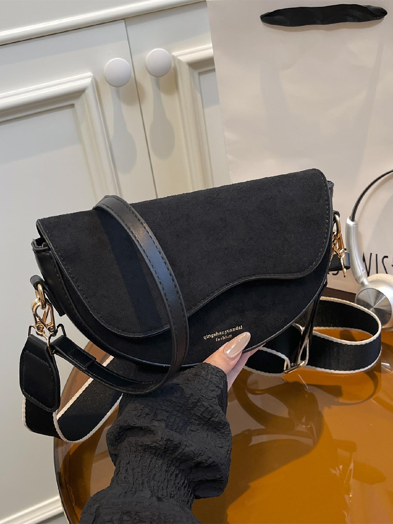 Christmas Gift,25 fall&winter ,Women's Fashionable Saddle Bag, Casual Versatile Crossbody Bag with Wide Shoulder Strap, Trendy All-match Commuter Bag for Daily Used, Everyday Bag