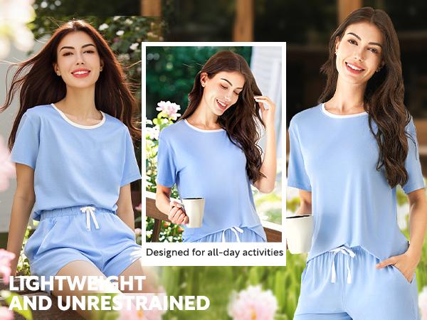 Bamboo cute pajama sets women SuperSoft Short Sleeve Lounge Sets Casual Comfy Summer 2Piece Fabric Cooling fashion Homewear S-XXL Nightwear Womenswear gift Christmas Bamboo cute pajama sets women SuperSoft Short Sleeve Lounge Sets Casual Comfy Summer 2Piece Fabric Cooling fashion Homewear S-XXL Nightwear Womenswear gift Christmas