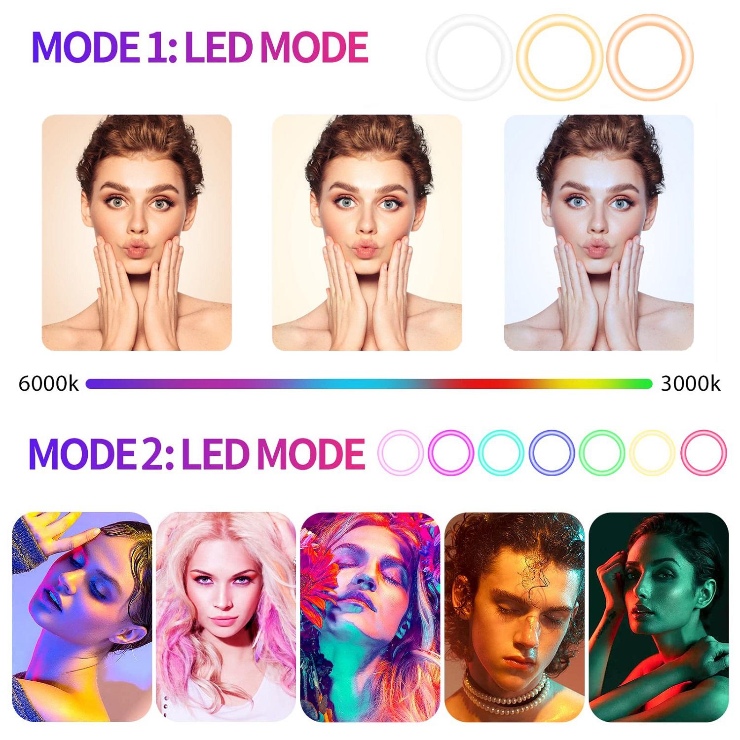 12" RGB Ring Light with Tripod Stand, Tripod for Phone with Light Adjustable 43.3" 110cm Height Floor & 360° Lighting, Video Light Tripod Stand Phone Mount for Photo iPhone Content Creation TikTok YouTube#springbreak