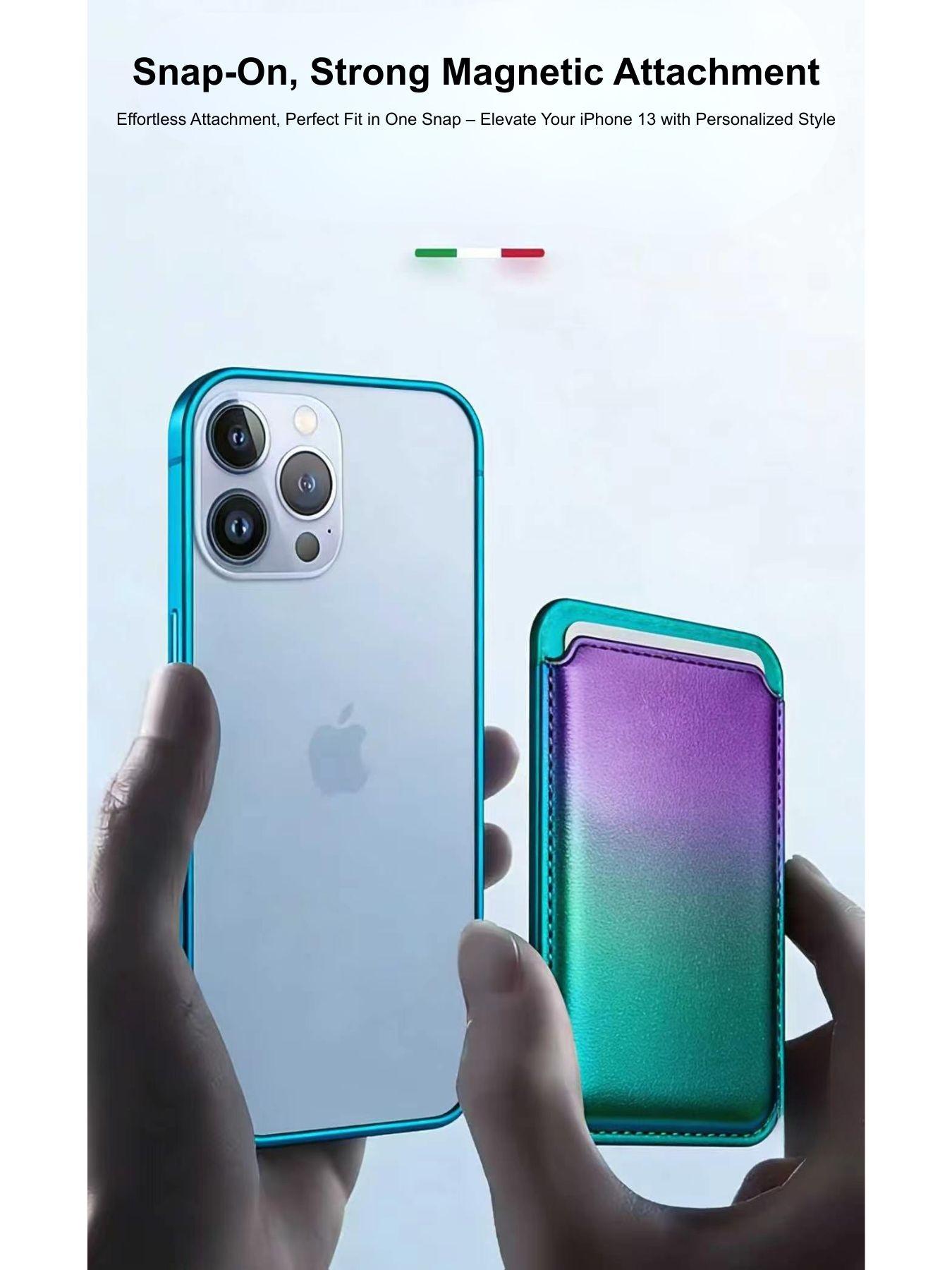 Apple Series Magnetic Leather Card Holder Wallet, Compatible with Apple Magsafe Case Accessories, Non-Toxic Classic Style Phone Cover