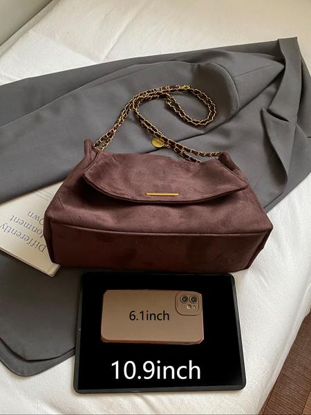 Women's PU Velvet Handbag, Retro Style Large Capacity Shoulder Bag, Magnetic Closure, Ideal for Office, School, Work, Travel, Outdoor