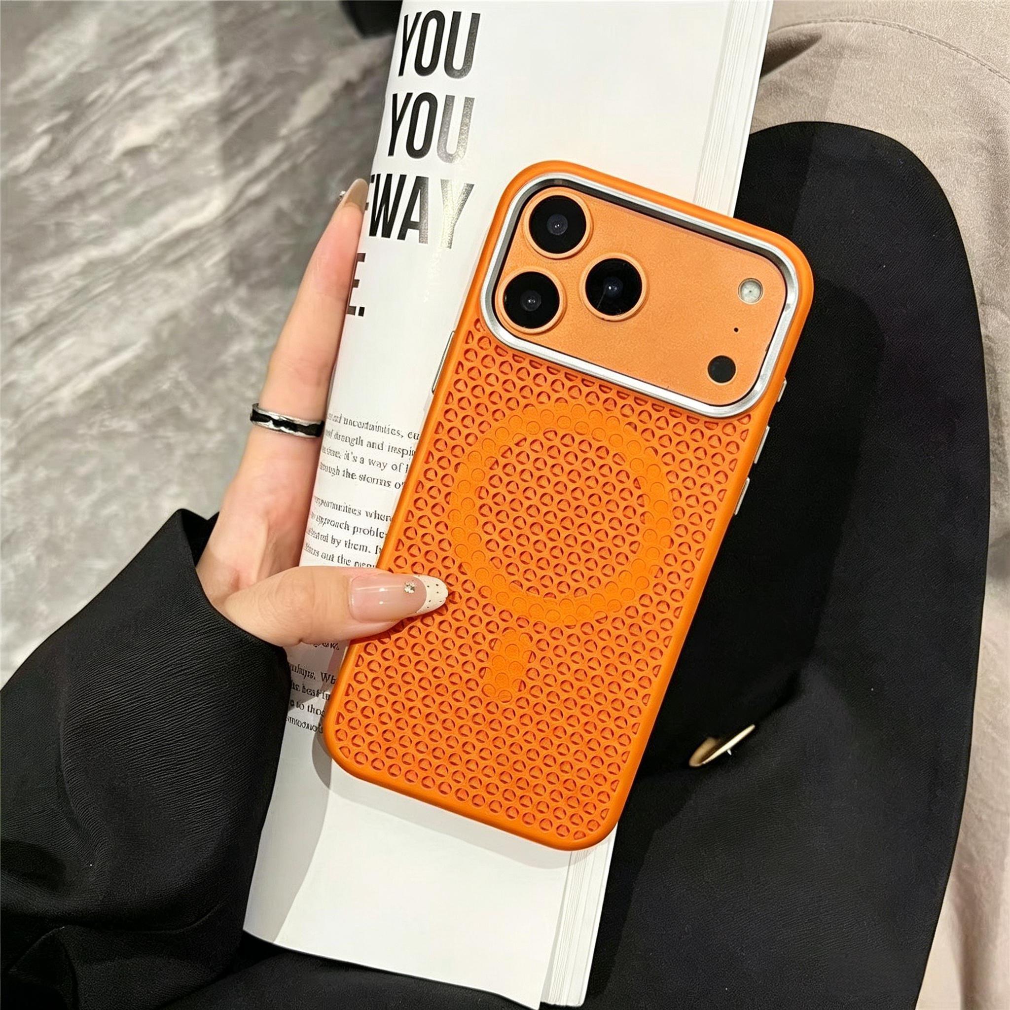 Metal Lens Frame with Honeycomb Heat Dissipation, Magnetic Phone Case with a Matte Feel, Shock-Resistant And Drop-Proof, Protects The Camera, Compatible with Iphone 17 Pro Max, 16, 15, 14, 13, And 12 Pro Max