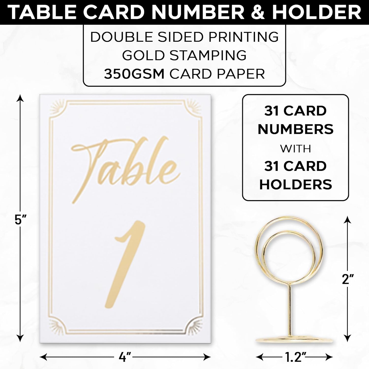 Table Numbers 1-30 With  Table Card & Holders - Elegant 4 x 6 Inch Place Seating Sign for Wedding Reception, Restaurant, Anniversary, Birthday Party
