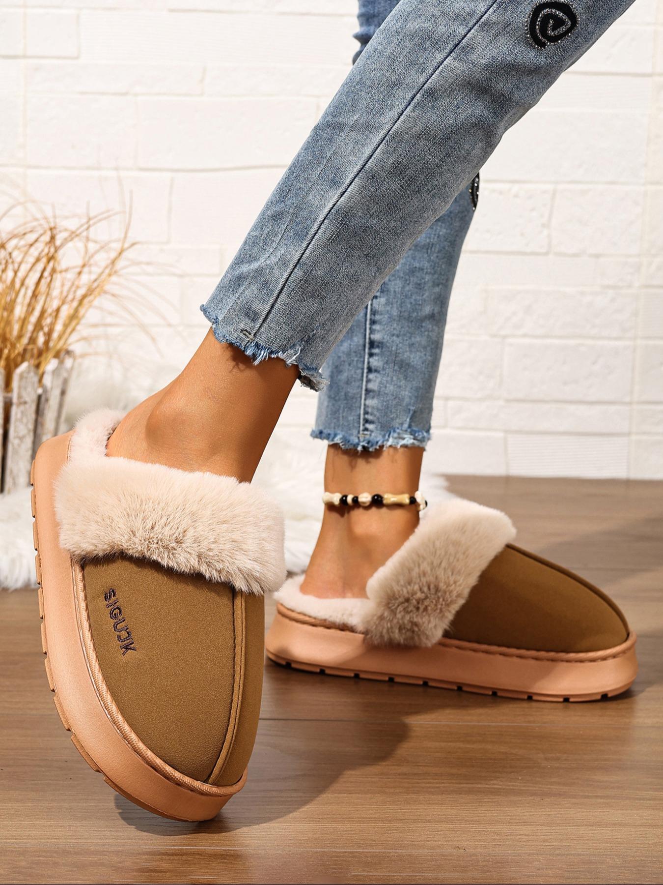 Women's Winter Warm Cotton Slippers, Soft Plush Lining, Indoor Slip-On Shoes, Perfect for Snow, Halloween & Christmas, Fluffy, Home Slippers