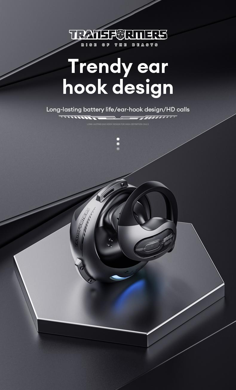【US Local Shipping】Transformers TF-T07 OWS Wireless Bluetooth 5.4 Headphones, Breathable Open Ear Earbuds with Earhooks,  Sport Earbuds with Mic Compatible for Android/iOS