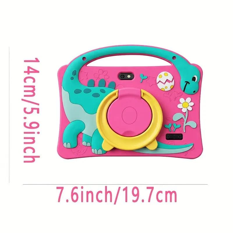 New 7-inch kids' tablet Learning Tablet with Android 13, 1GB RAM and 16GB ROM, WiFi support, comes with a shockproof silicone case and cute dinosaur design. Parents can control the educational apps. Dual cameras, perfect Children's Day gift for kids.