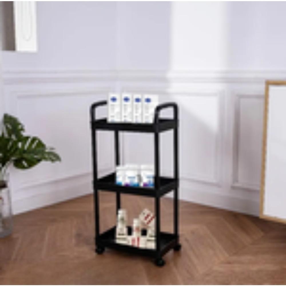 Multi-layer multi-functional trolley, multi-functional storage rack, Display storage rack, movable trolley, movable shelf, 4 universal wheels, suitable for kitchen, bathroom, multi-scene use, made of plastic, cannot place heavy objects