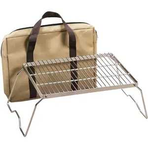 Father's Day Outdoor Camping BBQ Gifts for Dad| 13.6 Inch Small Folding Campfire Grill, Heavy Duty 304 Stainless Steel Firepit Grate| Portable Cooking Grill With Carry Bag for Backpacking Hiking Picnic Backyard Barbecue