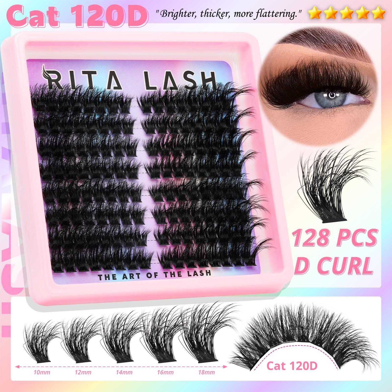 RITALASH 544PCS 4 Styles Upgrade Cat Lash Clusters Gift Packs, WaterProof Lashes Eyelash Clusters Extensions for Beginners and Proficient, DIY at Home Easily, Extension Soft comfortable Easy Apply Natural Look for Makeup gift Lash Clusters