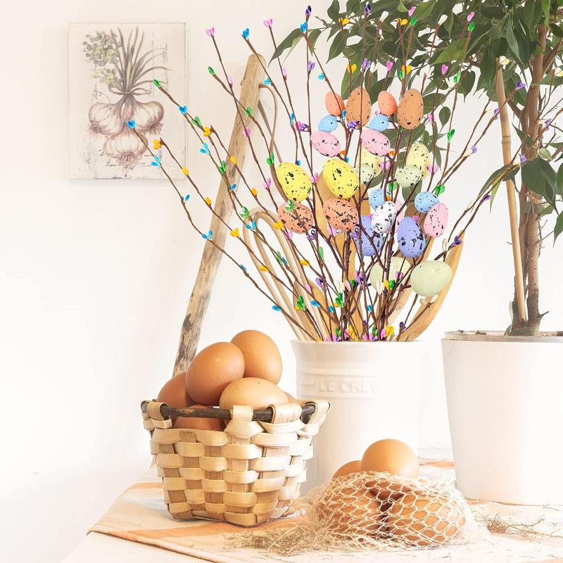 26 Pcs Artificial Easter Spray Vine with Pastel Easter Eggs and Berries- Decorative Spring Floral Stems-Easter Egg Twig Branches for Floral Arrangement-Centerpiece Wreath Decoration Decorative Flowers #TOP PICKS