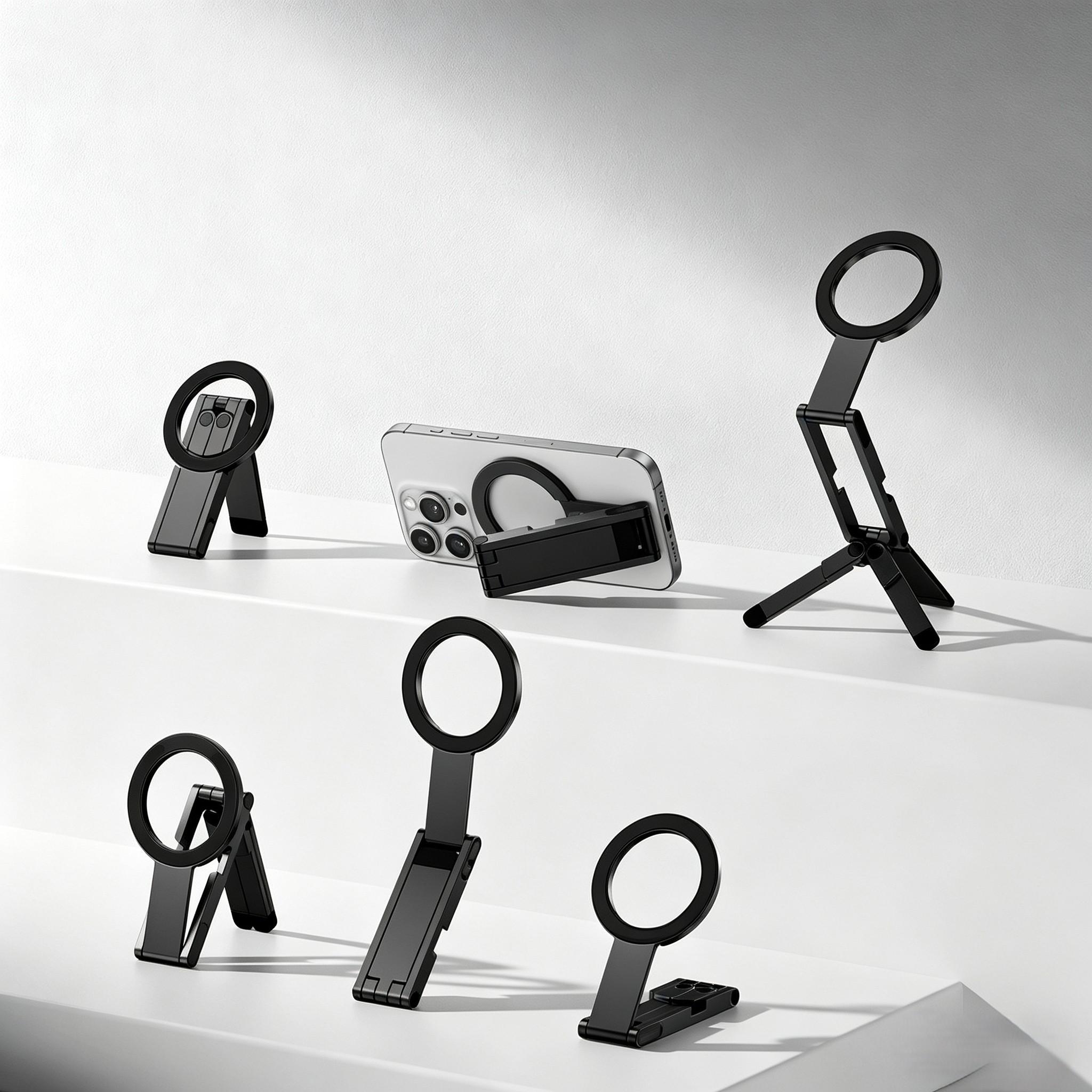 Pocket Magnetic Phone Tripod, Portable Photography Stand for iPhone, Magsafe Desktop Support, Android Universal Handheld Selfie Stick