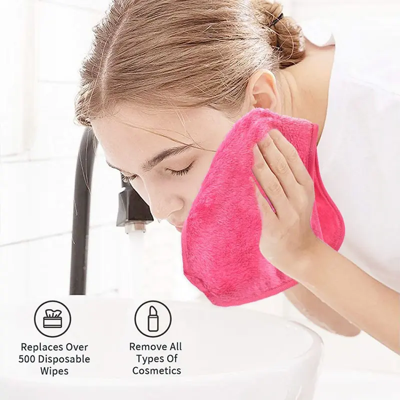 12pcs Reusable Makeup Remover Towel, Chemical-Free Microfiber Cleansing Cloth for Face Eye Lip, Soft Gentle Skin Care, Single Pack