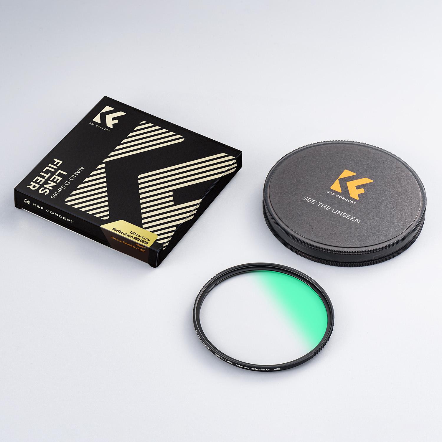【K&F CONCEPT】Ultra-Low Reflectivity MCUV Lens Protection Filter 28 Multi-Layer Coatings Ultra-Slim HD Waterproof Scratch Resistant Lens UV Filter (Nano-X Series) circular polarizer