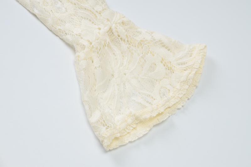 Women's Elegant Solid Lace Floral Cut Out Mock Neck Flared Sleeves Bodycon Dress, Plain Slim Fit Long Sleeve Package Hips Mini Short Dress for Party Club Holiday, Women Dress for Spring Fall