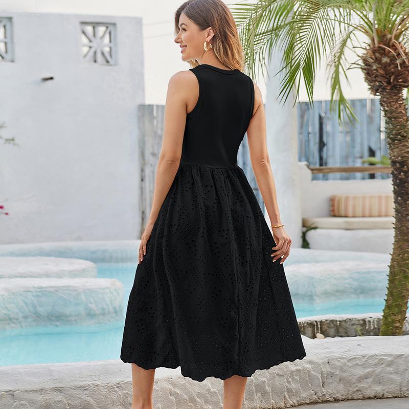 GRACE KARIN Women's Summer Sleeveless Tank Dress A-Line Midi Flowy Swing Casual with Pockets Holiday