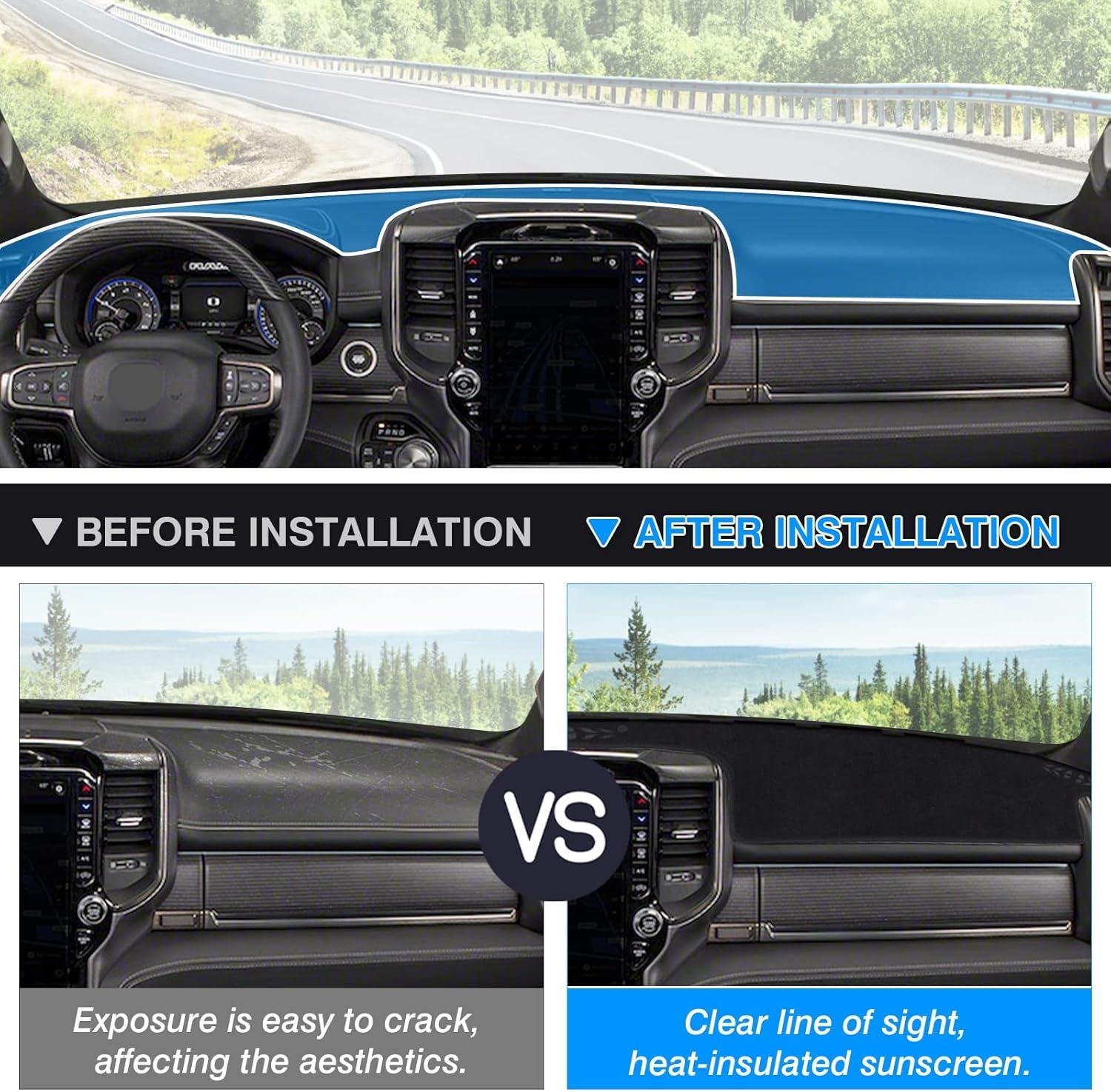 KUST Dashboard Cover Mat for 2014-2018 Chevy Chevrolet Silverado/GMC Sierra 1500, 2015-2019 Silverado/GMC Sierra 2500HD 3500HD Accessories Dash Cover Flannel Sunshade Glare UV Rays Protector