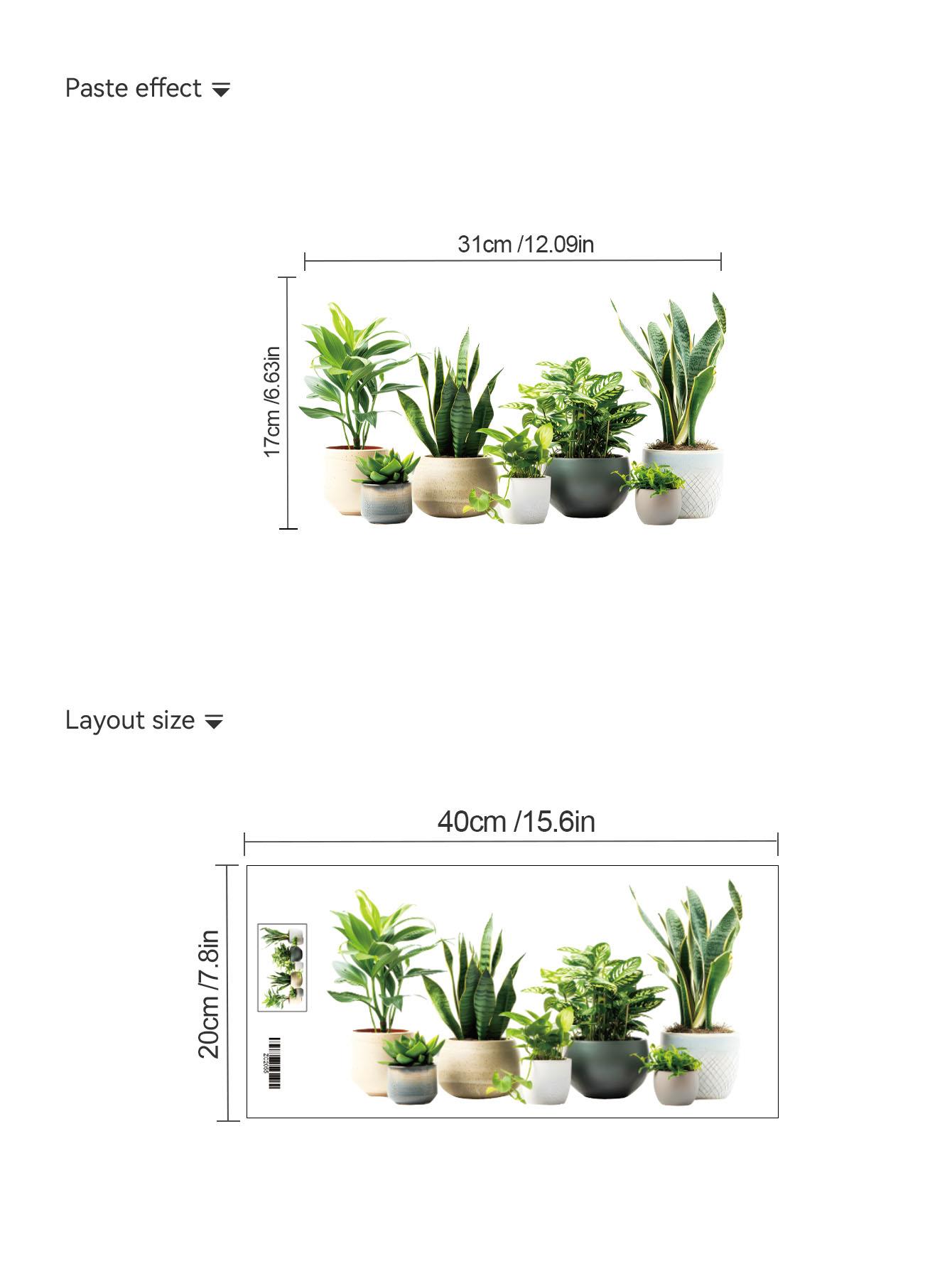 Plant Wall Sticker, Peel and Stick Removable Wall Art Decal, PVC Self-Adhesive, Living Room Bedroom Office Decor