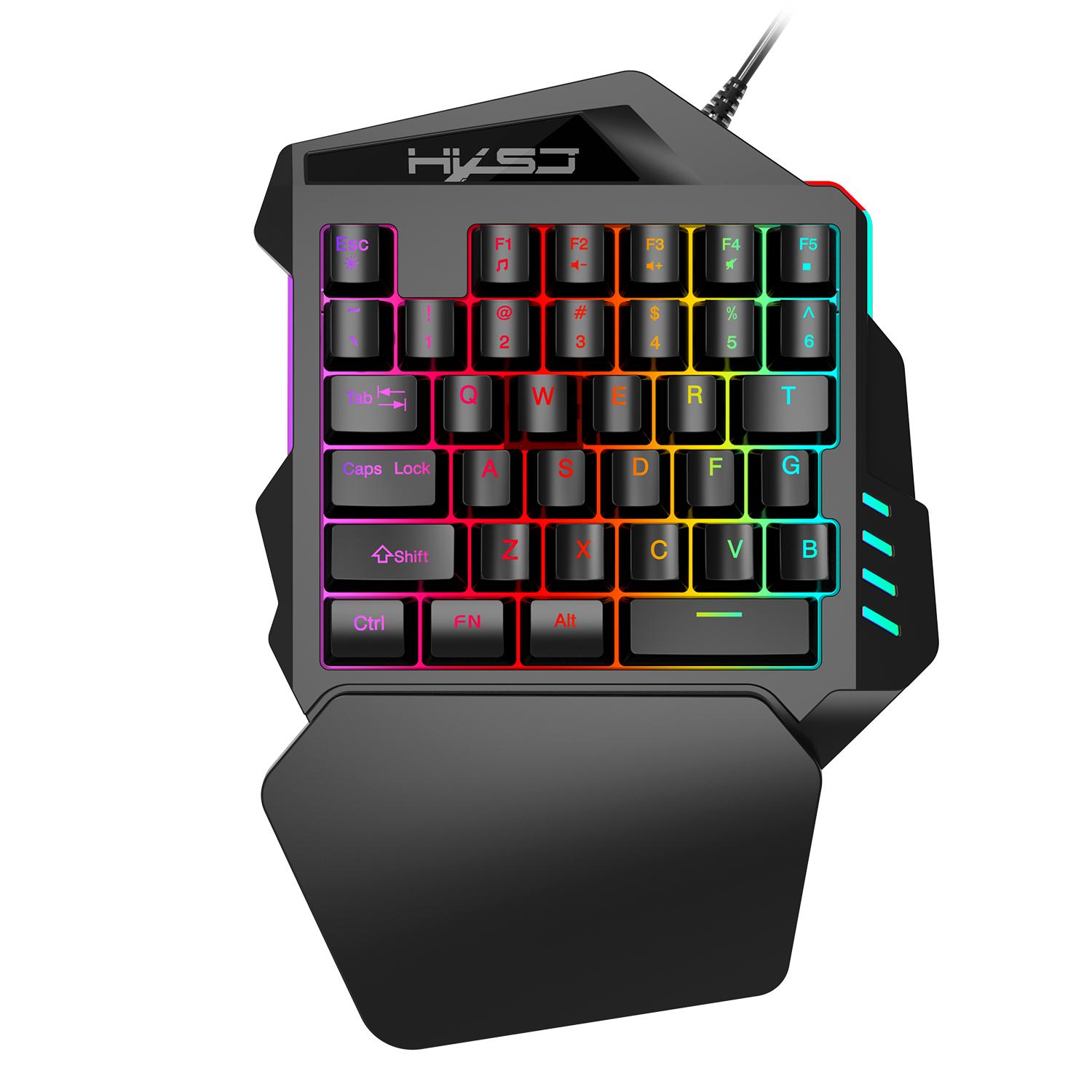 One Handed Gaming Keyboard RGB Backlit 35 Keys Portable Mini Gaming Keypad Ergonomic Game Controller for PC Gamer