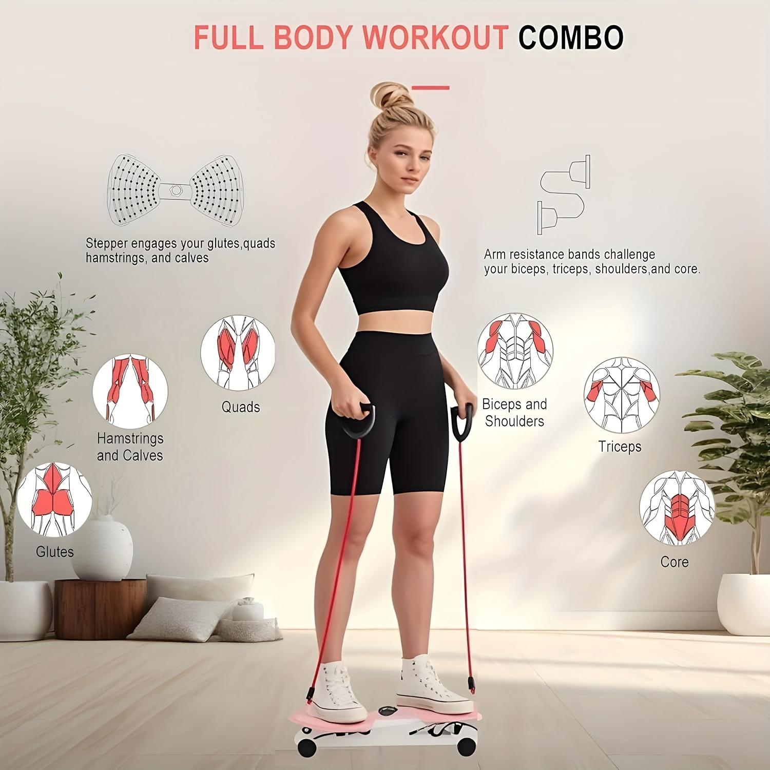 Waist Twister Machine with Resistance Bands, 300 lbs Capacity Noiseless Ab Board for Home Gym, Full Body Workout Equipment for Men & Women, Core Strengthening and Cardio. ab machine exercise twist board Adjustable Stepper Pedal Exerciser