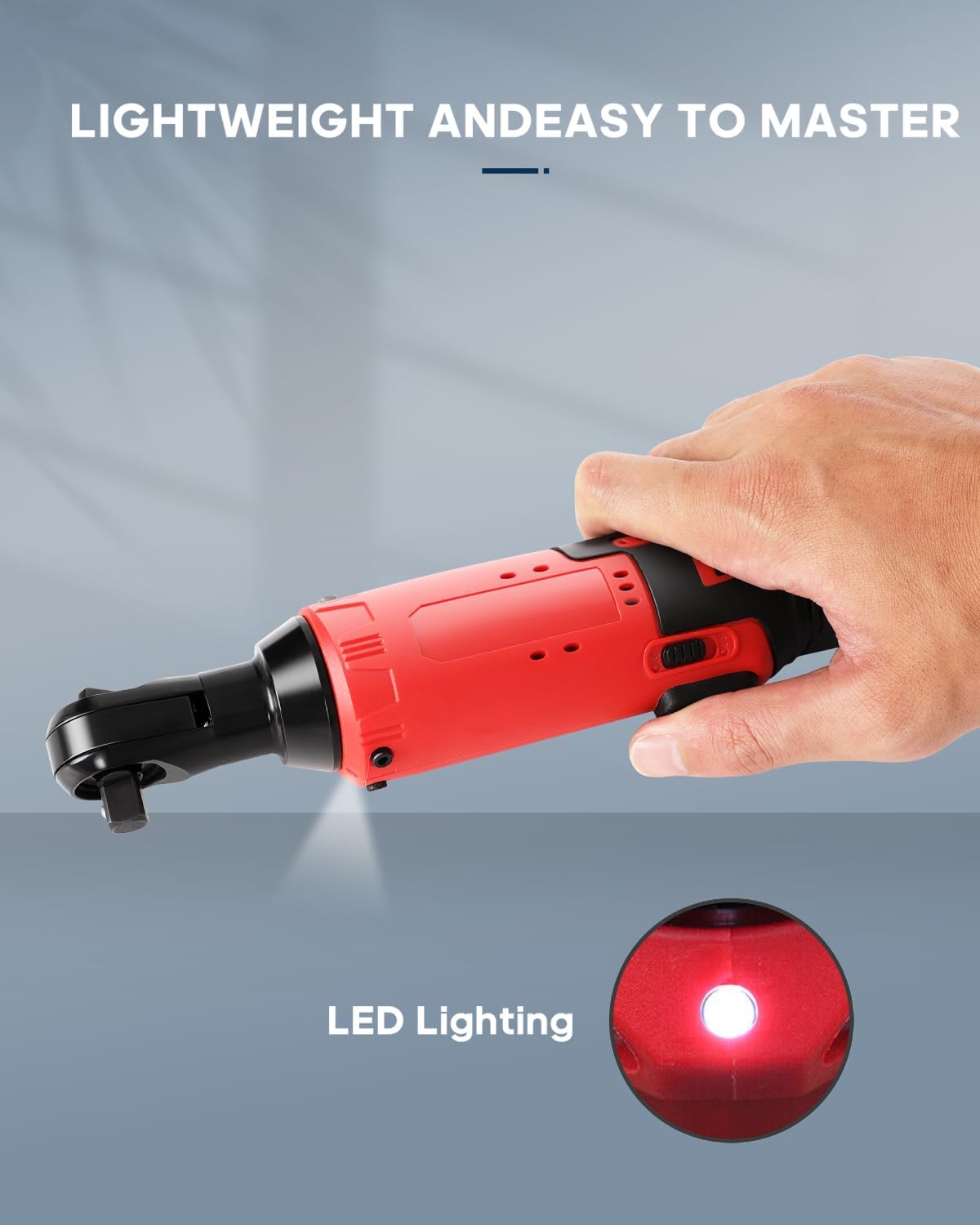 Cordless Ratchet Wrench 3/8 Electric Wrenches Set 45 N.m 400RPM Power With 2 Battery 12V 1300mAh Lithium-Ion, 2 Sockets (10mm 12mm) ,Led Lighting Tool Kit Tool Box Repair High Torque Impact