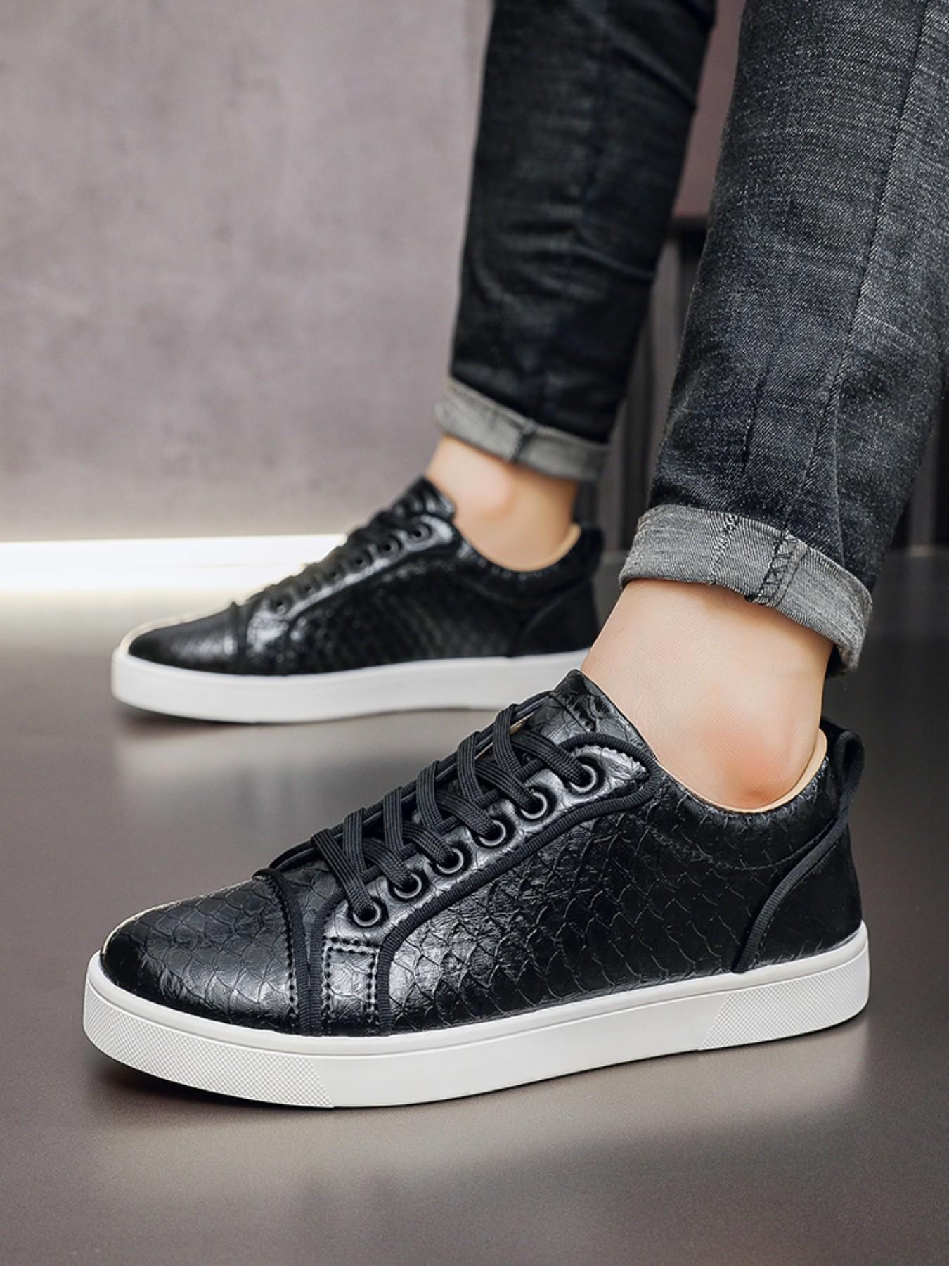 Men's Fashion Simple Style Shoes, Sole Scales Pattern Upper Design, Daily Wear Business Walking Shoes, Comfortable and Stylish