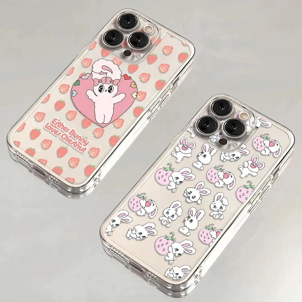 Esther Bunnys Cute Pattern Perfect Aesthetic Printed Soft TPU Case Anti Drop Full Protection Compatible with iPhone 17 16 15 14 13 12 11 Pro Max 17Air and Samsung S26 S25 S24 S23 S22 S21 FE Plus Ultra